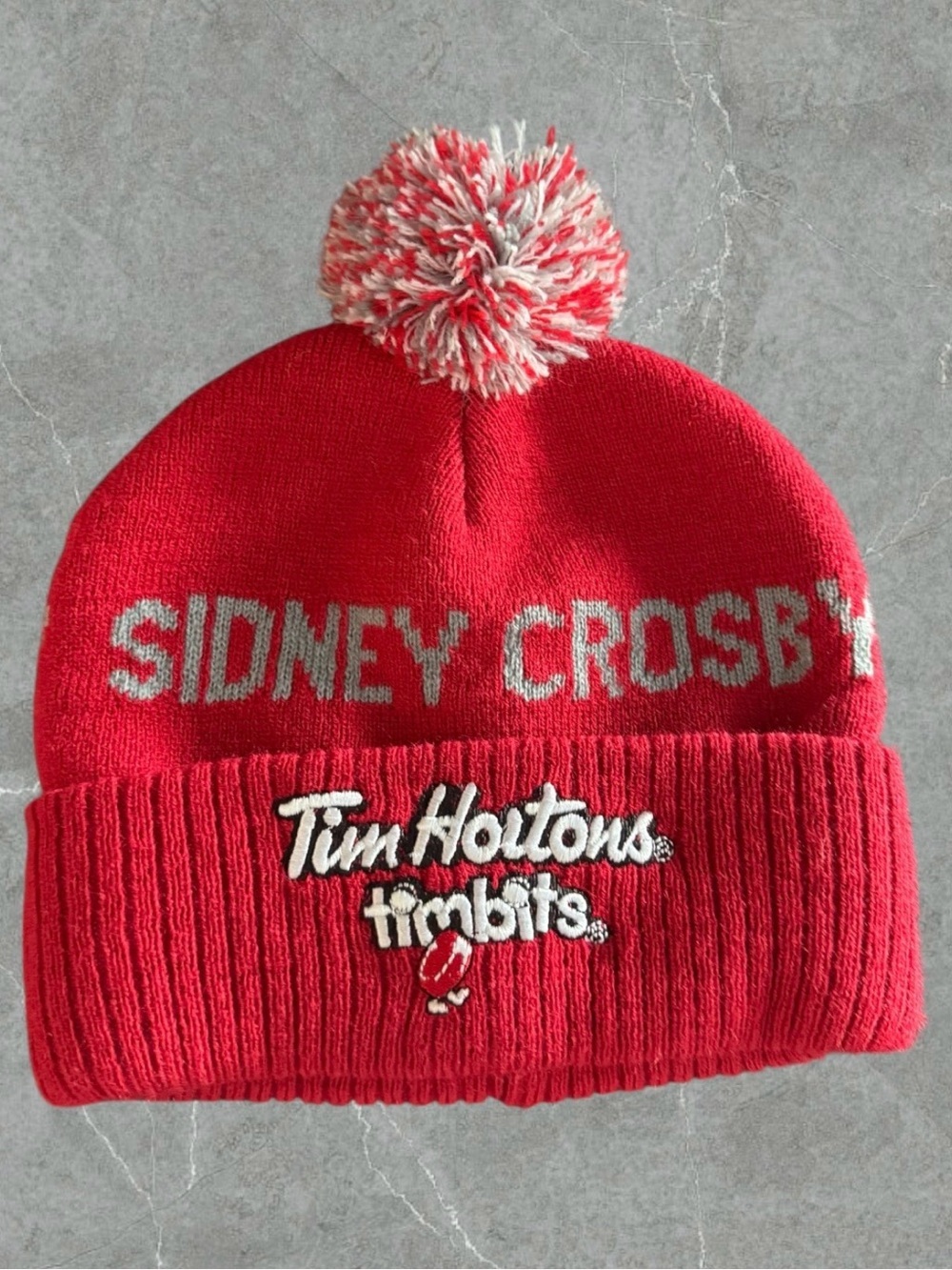 Kids Tim Hortons Red Sidney Crosby Pom-Pom Beanie